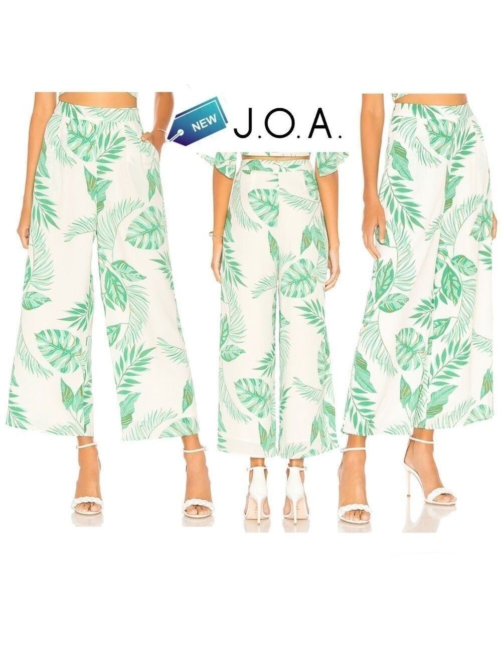 J.O.A. New with tag Printed Ivory green Wide